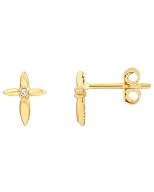 HAWLEY ST 14K 0.02 Ct. Tw. Diamond Religious Earrings - Metallic