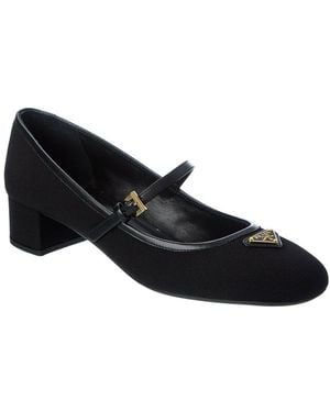 Prada Triangle Gabardine & Leather Pump - Black