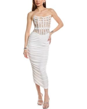 retroféte Lace Corset Midi Dress - White