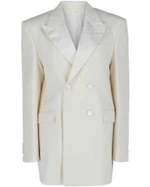 Givenchy Double-Breasted Satin Trimmed Wool Jacket - Grey