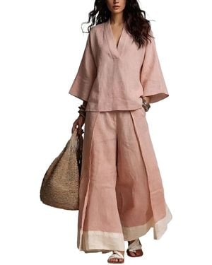 Olivia Taylor 2Pc Blouse & Pant Set - Brown