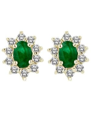 LEVARON 14K 0.70 Ct. Tw. Diamond & Emerald Earrings - Green