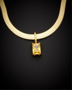 Italian Gold Over Silver 18K 1.00 Ct. Tw. Birthstone Herringbone Necklace - Black