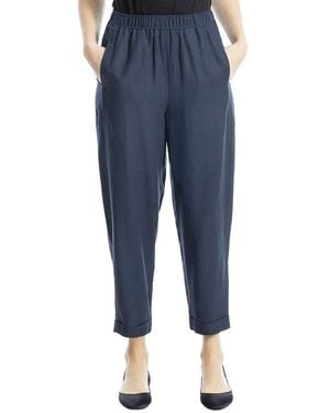 Max Studio Linen-Blend Pant - Blue
