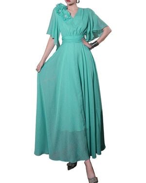 BURRYCO Short Sleeve Maxi Dress - Blue