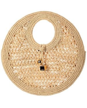 Jacquemus Spiaggia Small Raffia Round Tote - Metallic