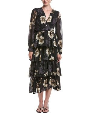 Moonsea Printed Midi Dress - Black