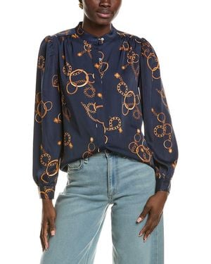 Tahari Button Down Blouse - Blue