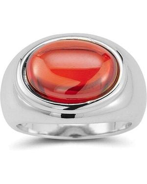 Chloe and Madison Jewellery Cz Signet Ring - White