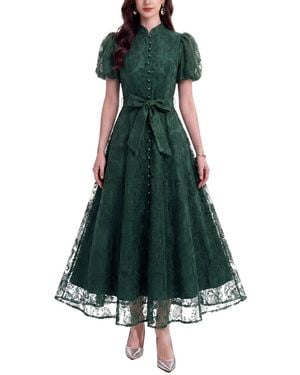 Kaimilan Long Embellished Dress - Green