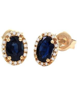 Gemstones 1.19 Ct. Tw. Diamond & Sapphire 14K Earrings - Blue