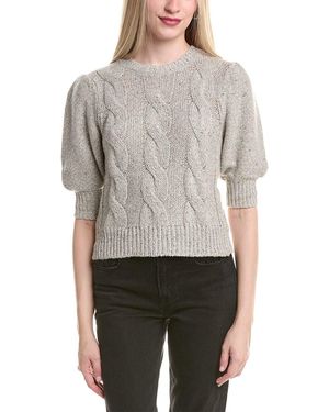 Autumn Cashmere Puff Sleeve Cable Cashmere & Wool-Blend Jumper - Grey