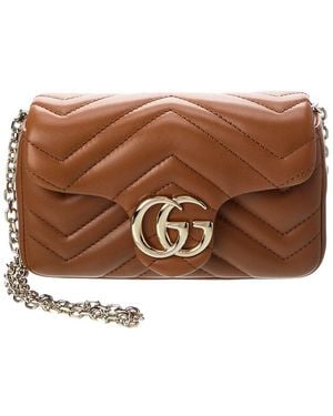 Gucci Gg Marmont Mini Leather Shoulder Bag - Brown