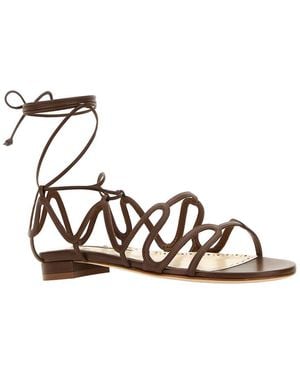 Manolo Blahnik Leather Sandal - Metallic