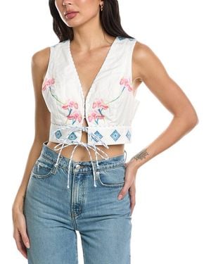 Allison Embroidered Genevieve Vest - Blue