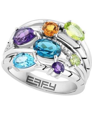 Effy Fine Jewelry 3.06 Ct. Tw. Diamond & Amethyst, Topaz, London Topaz, Citrine, Peridot Ring - White