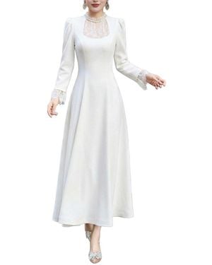 BRC By BURRYCO Long Sleeve Solid Midi Dress - White