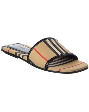 Burberry Check Canvas & Leather Sandal - Brown