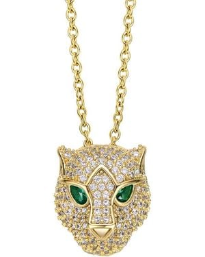 Rachel Glauber 14k Plated Cz Animal Pendant Necklace - Metallic