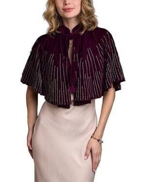Saachi Velvet Crush Embellish Cape - Red