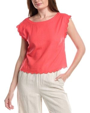 Ellen Tracy Scalloped Trim Top - Red