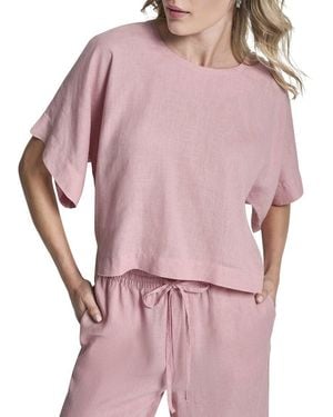 DKNY Linen Woven Top - Pink
