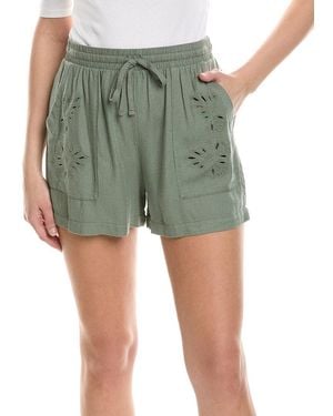 Splendid Cayden Embroidered Linen-Blend Short - Green