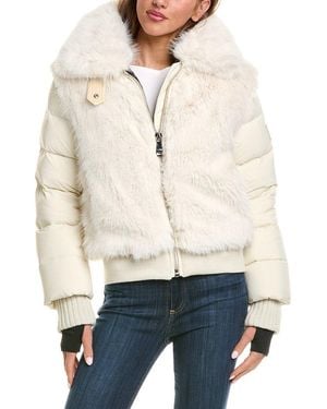 Sam. Down Leather-Trim Bomber Jacket - Natural