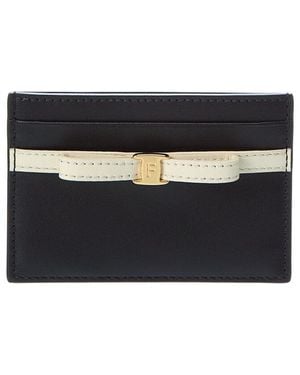 Ferragamo Bow Leather Card Case - Black
