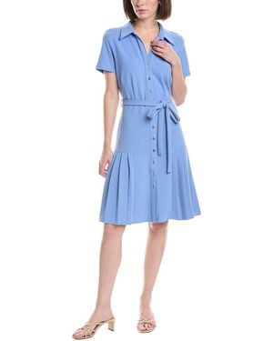 Sharagano Short Sleeve Shirtdress - Blue