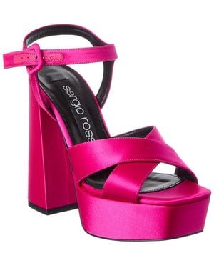 Sergio Rossi Alicia 90 Satin Platform Pump - Pink