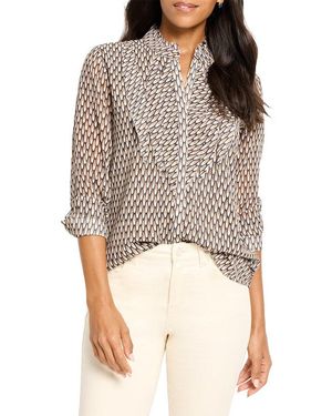NIC+ZOE Abstract Dot Falling Chiffon Top - Multicolour