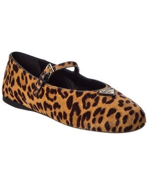 Prada Haircalf Ballerina Flat - Brown