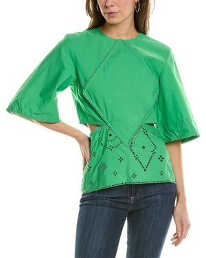 Ganni Broderie Anglaise Blouse - Green
