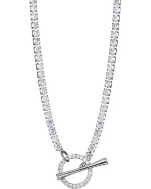 Adornia Crystal Toggle Tennis Necklace - Metallic