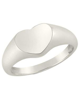 Sterling Forever Silver Cora Heart Signet Ring - White
