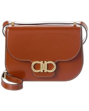 Ferragamo Gancini Leather Shoulder Bag - Brown