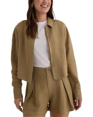 Bella Dahl Oversized Cropped Linen-Blend Shacket - Brown