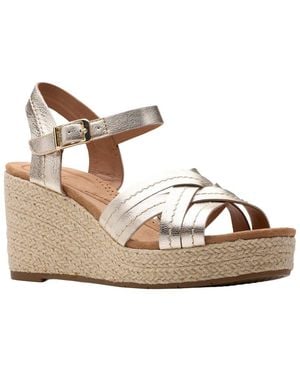 Clarks Sabina Strap Wedge Sandal - Metallic