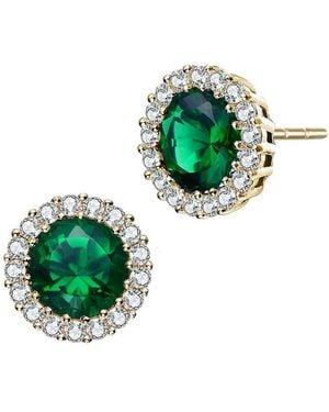 Rachel Glauber 14k Plated Cz Studs - Green