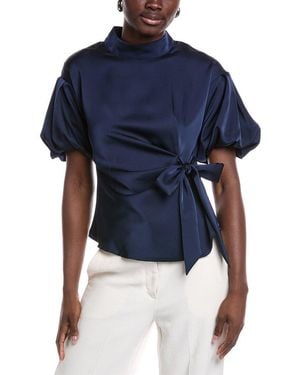 Gracia Side Tie Satin Top - Blue