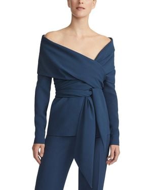 Lafayette 148 New York Portrait Collar Wrap Jacket - Blue