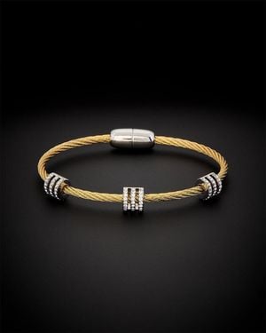 Juvell 18k Plated Cz Twisted Mesh Bangle Bracelet - Black