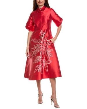 Teri Jon Solid Midi Dress - Red