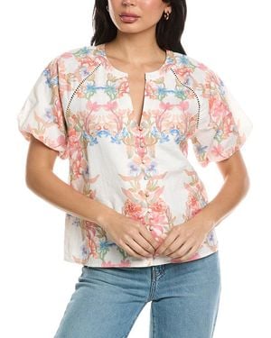 Allison Josephine Linen-Blend Top - White