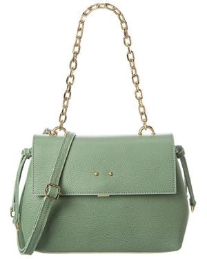 Italian Leather Top Handle Shoulder Bag - Green