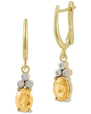 Reiss 14k 2.43 Ct. Tw. Diamond & Citrine Dangle Earrings - Metallic