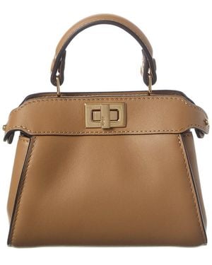 Fendi Nano Peekaboo Leather Clutch - Brown