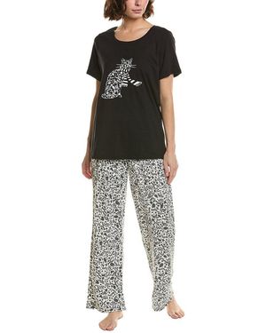 Hue 2Pc Embellished Pyjama Set - Black