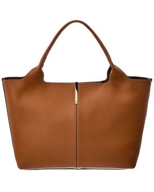 Tod's Logo Medium Leather Tote - Brown